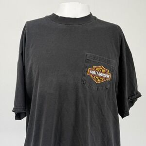 Harley Davidson Milwaukee Wisconsin Dealer Pocket T-Shirt Mens XL Hanes Beefy-T